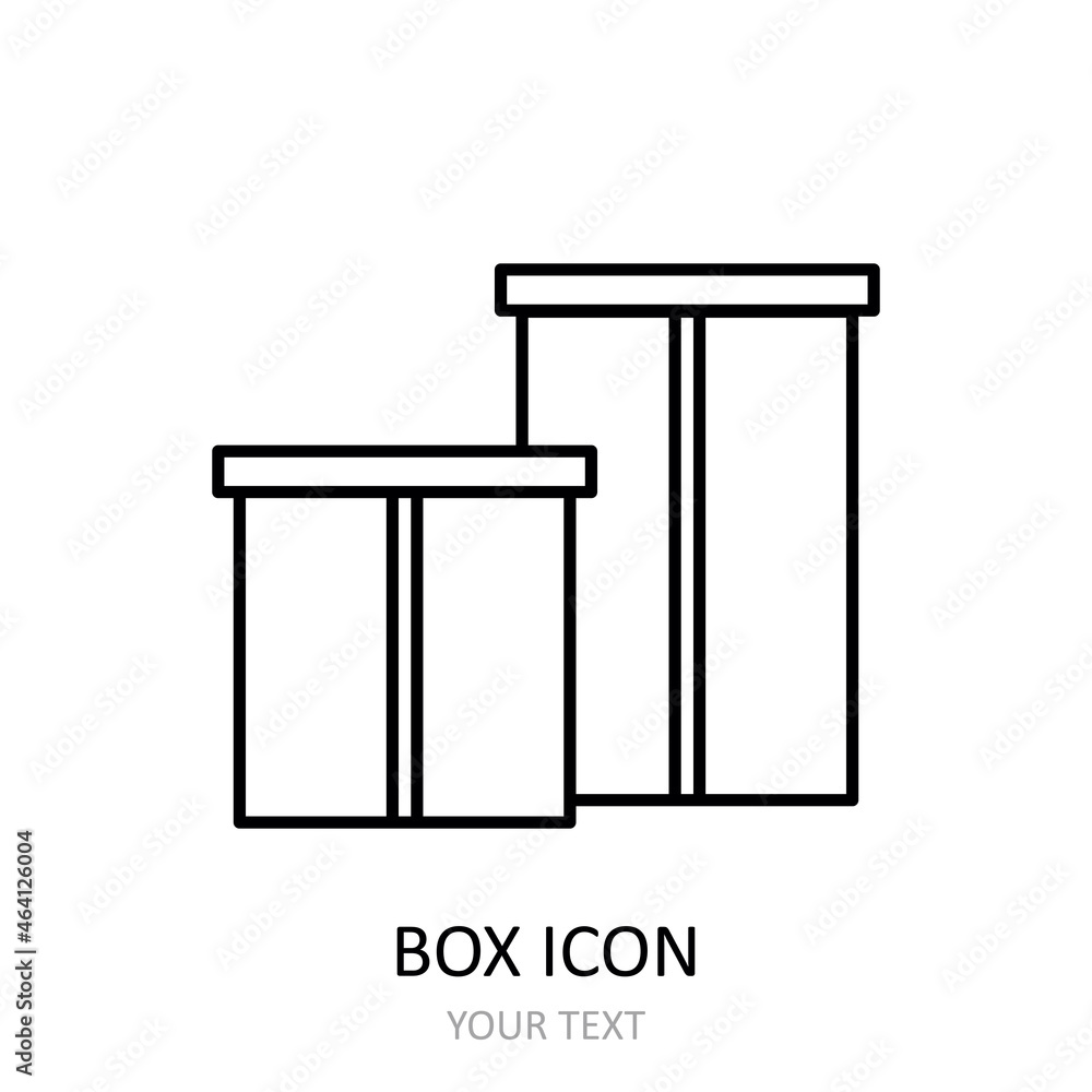 Vector illustration with box icon. Outline drawing. Vector illustration with box icon. Outline drawing.