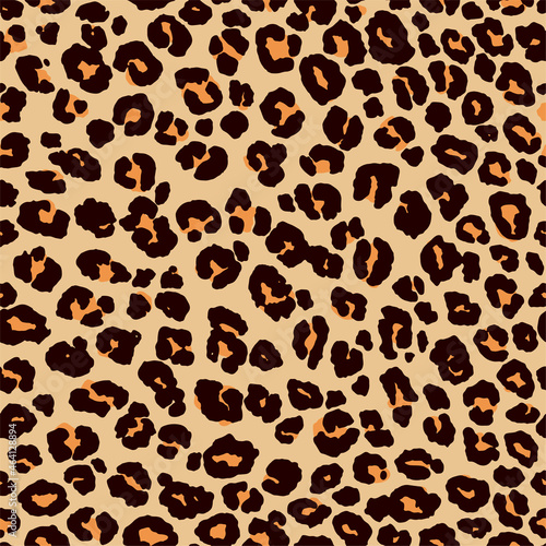 Seamless leopard skin texture. Leopard print hand drawn. Doole vector illustration photo