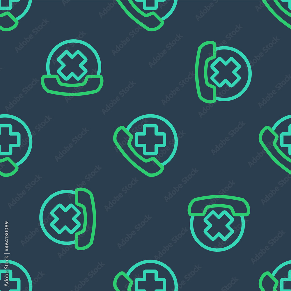 Line Emergency phone call to hospital icon isolated seamless pattern on blue background. Vector Line Emergency phone call to hospital icon isolated seamless pattern on blue background. Vector