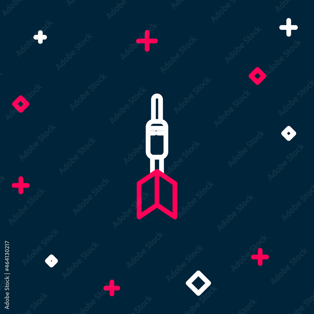 Line Dart arrow icon isolated on blue background. Colorful outline concept. Vector Line Dart arrow icon isolated on blue background. Colorful outline concept. Vector