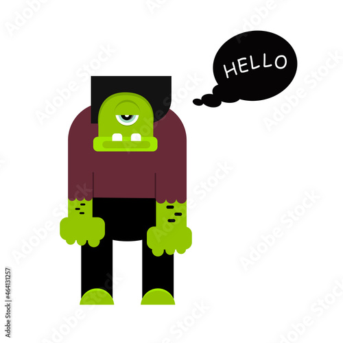 Cartoon cyclops character in flat style. One-eyed monster avatar, portrait. Stock vector illustration.
