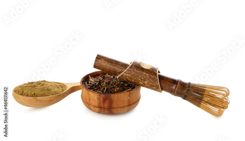 Bowl with spoon of hojicha ...