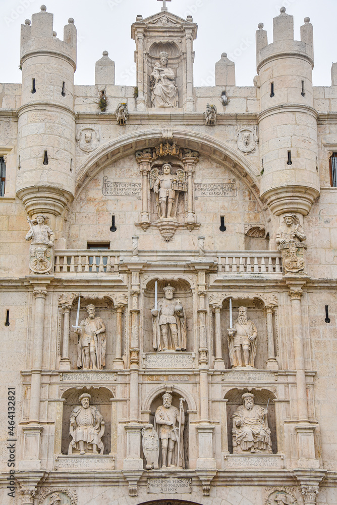 Burgos, Spain - 16 Oct 2021: The arch of Santa Maria (Arco de Santa Maria) in Burgos, Spain