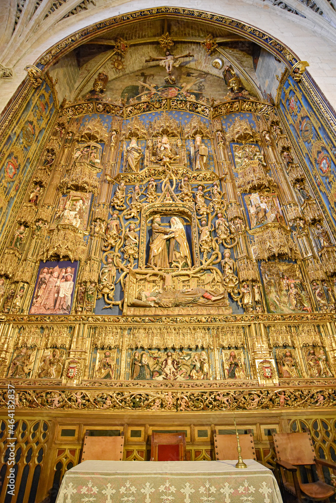 Burgos, Spain - 16 Oct 2021: Santa Ana chapel in the Burgos Cathedral, Castile and Leon, Spain