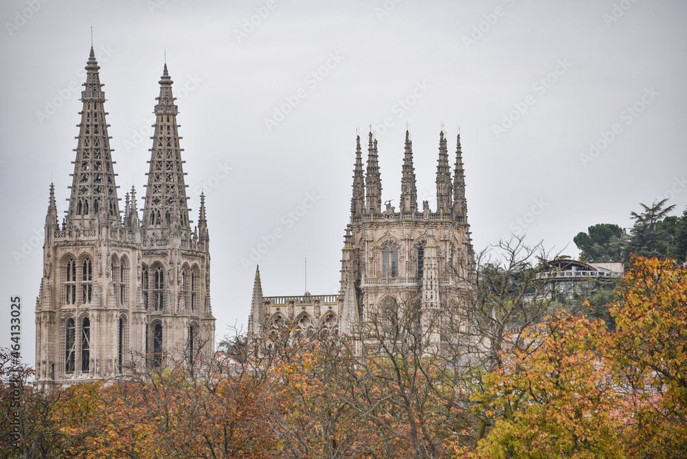Burgos, Spain - 16 Oct 2021: The Santa Maria Cathedral of Burgos, Castile and Leon Burgos, Spain - 16 Oct 2021: The Santa Maria Cathedral of Burgos, Castile and Leon