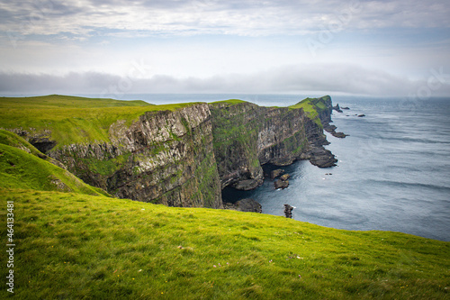 cliffs on mykines island, faroe islands, north atlantic, europe