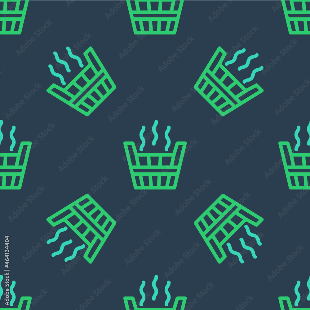 Line Sauna bucket icon isolated seamless pattern on blue background. Vector Line Sauna bucket icon isolated seamless pattern on blue background. Vector