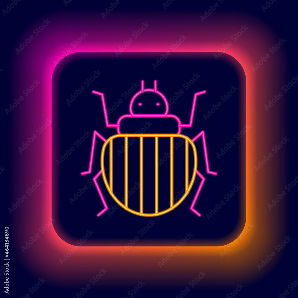 Glowing neon line Colorado beetle icon isolated on black background. Colorful outline concept. Vector Glowing neon line Colorado beetle icon isolated on black background. Colorful outline concept. Vector