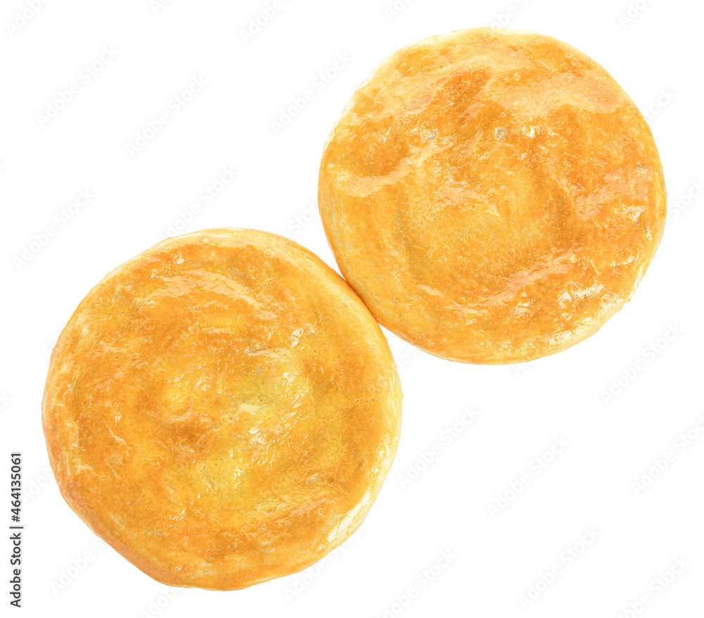 Tasty vegetable pot pies on white background Tasty vegetable pot pies on white background