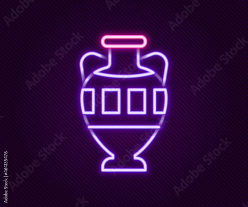 Glowing neon line Ancient amphorae icon isolated on black background. Colorful outline concept. Vector