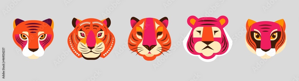Obraz premium Chinese new year 2022 year of the tiger - Chinese zodiac symbol, Lunar new year concept, modern background design
