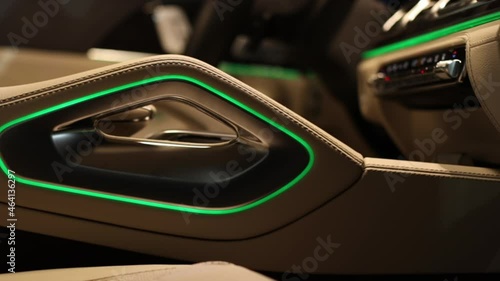 Wallpaper Mural Car interior LED lighting. Ambient light. green interior background lighting.  Torontodigital.ca