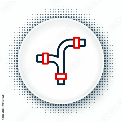 Line Industry metallic pipe icon isolated on white background. Plumbing pipeline parts of different shapes. Colorful outline concept. Vector