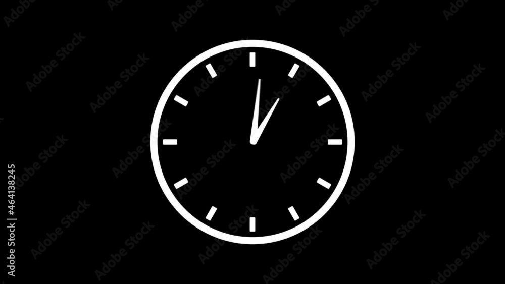 Round clock with rotating animated arrows. Animation on black Round clock with rotating animated arrows. Animation on black