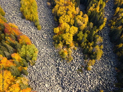 Aerial autumn view of Stone river at Vitosha Mountain, Bulgaria photo