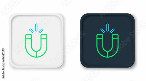 Line Magnet icon isolated on white background. Horseshoe magnet, magnetism, magnetize, attraction. Colorful outline concept. Vector