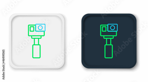 Line Action extreme camera icon isolated on white background. Video camera equipment for filming extreme sports. Colorful outline concept. Vector