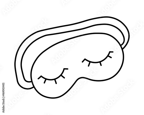 eye mask line icon. sleep mask with close eyes. Vector illustration in doodle style isolated on white background. cozy pajamas for sleeping.