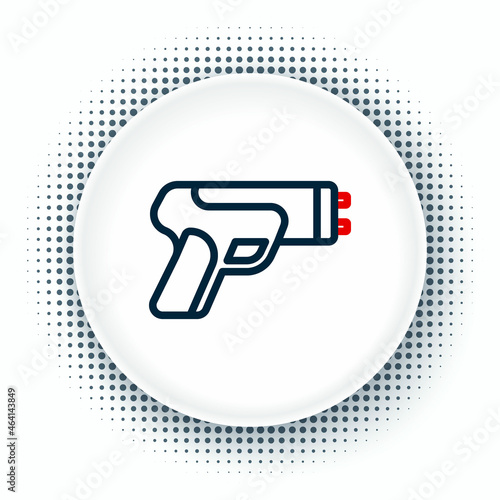Line Police electric shocker icon isolated on white background. Shocker for protection. Taser is an electric weapon. Colorful outline concept. Vector