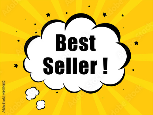 Best Seller in yellow cloud bubble background