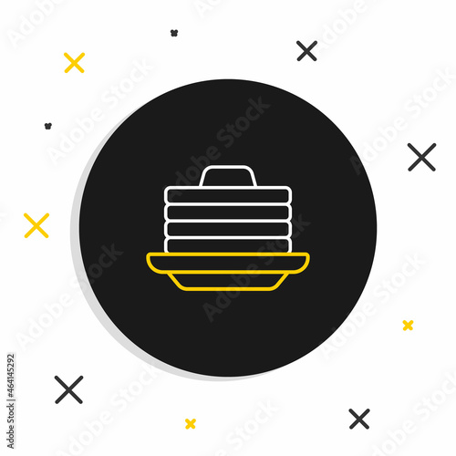 Line Stack of pancakes with honey icon isolated on white background. Breakfast concept. Colorful outline concept. Vector