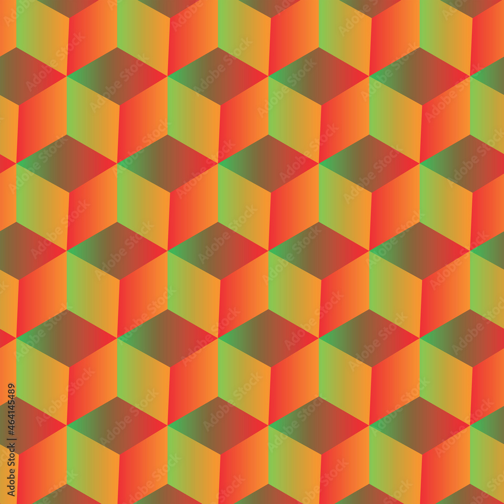 Gradient isometric cubes seamless pattern in green, yellow ,orange . Great for website background, covers ,banners and textile Gradient isometric cubes seamless pattern in green, yellow ,orange . Great for website background, covers ,banners and textile
