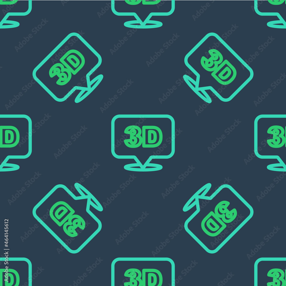 Line 3D word icon isolated seamless pattern on blue background. Vector Line 3D word icon isolated seamless pattern on blue background. Vector