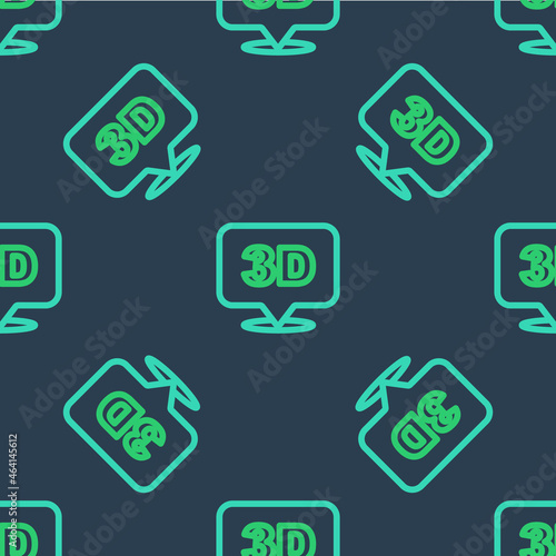 Line 3D word icon isolated seamless pattern on blue background. Vector