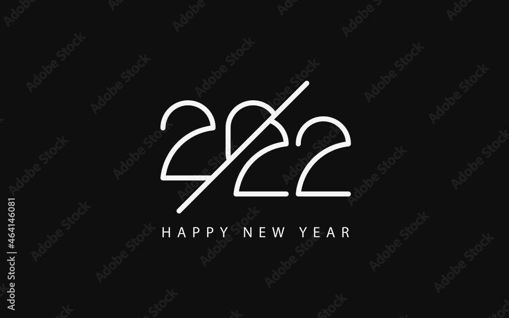 Happy New Year 2022 text design. Minimalistic text template Happy New Year 2022 text design. Minimalistic text template