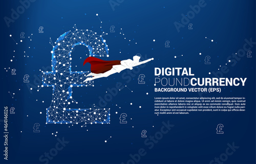 with money pound sterling currency icon from Polygon dot connect line. Concept for British financial network connection.