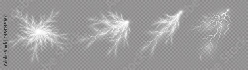 Set of zippers, thunderstorm and effect lightning.