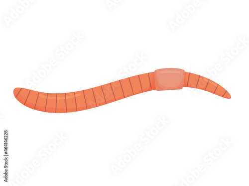 Earthworm in cartoon style. Illustration for animals, nature, fishing.