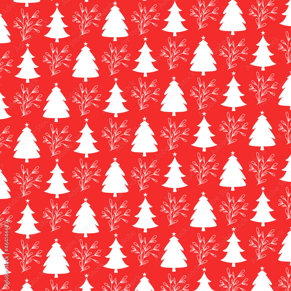 seamless christmas tree pattern in flat design