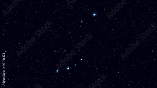 Ursa Minor (Little Bear, Little Dipper) constellation, gradually zooming rotating image with stars and outlines, 4K educational video