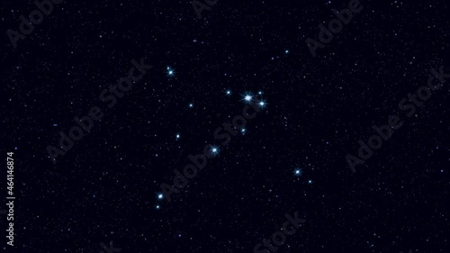 Aquila (The Eagle) constellation, gradually zooming rotating image with stars and outlines, 4K educational video 