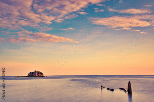 fishing boat at sunset