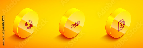 Set Isometric Casino chips, and Online poker table game icon. Vector