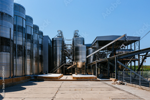 Modern winery. Stainless steel barrels for wine fermentation