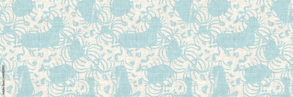 Fototapeta premium Seamless two tone hand drawn brushed effect pattern border swatch. High quality illustration. Collage of minimal drawings arranged in a seamless pattern with fabric texture overlay. Rough scribble.