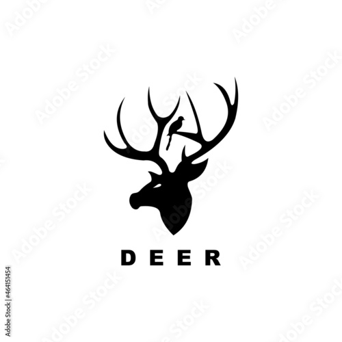 Deer head logo wth bird