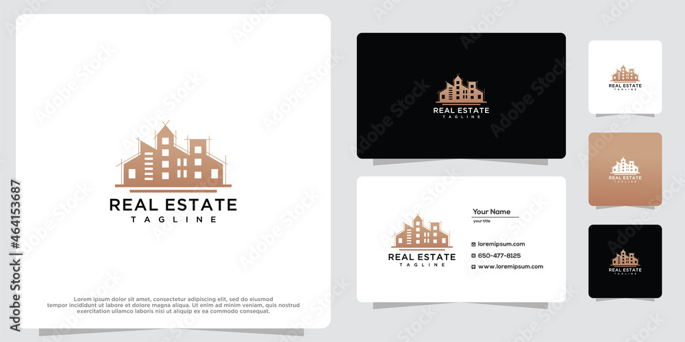 Real estate building logo and business card design Real estate building logo and business card design