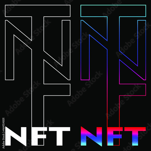minimal lettering of the non-fungible token logo in two versions