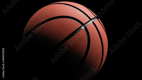 Rendering Brown-Black Leather Basketball Design Background. 3D illustration. 3D CG. High resolution.