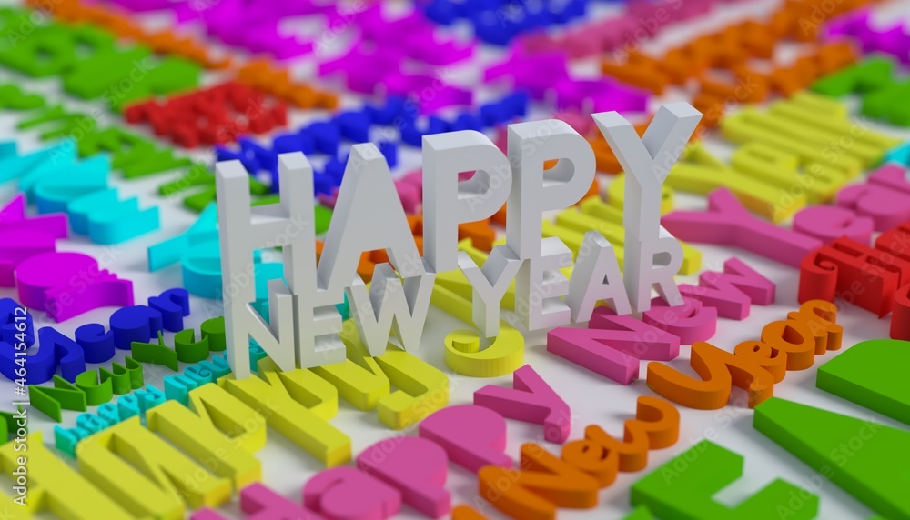 3d Happy new year background typography style 3d Happy new year background typography style