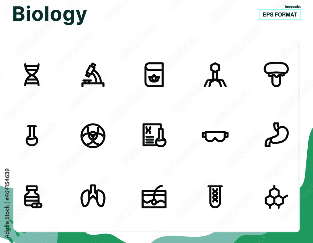 Set of vector line icons of biology set for modern concepts, website, apps, and ads.