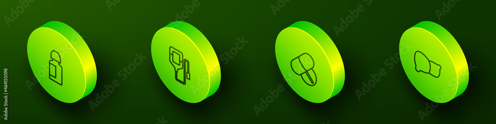 Set Isometric line Eye drop bottle, IV bag, Medicine pill or tablet and Human organ liver icon. Vector Set Isometric line Eye drop bottle, IV bag, Medicine pill or tablet and Human organ liver icon. Vector