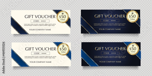 2種類の青いリボンと金のラベルのギフトカードベクターイラストセット
