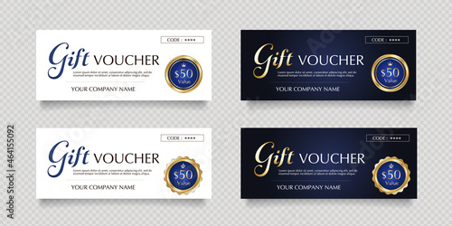 青と金のラベルのギフトカードベクターイラストセット