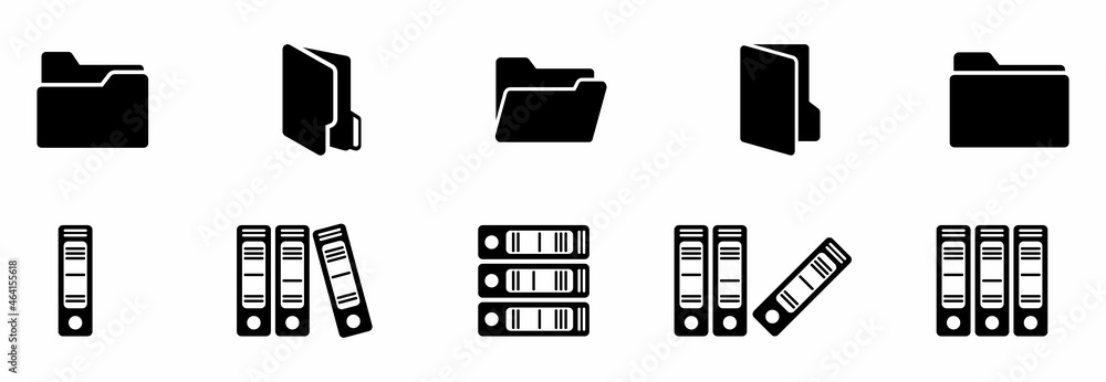 folder icon set and office folder stack icon set vector sign symbol - obrazy, fototapety, plakaty 
