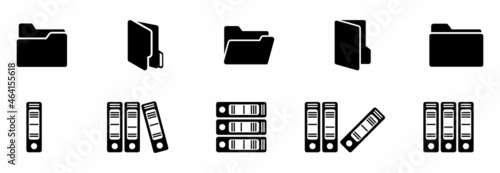 folder icon set and office folder stack icon set vector sign symbol